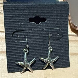 Silver Starfish Dangle Earrings